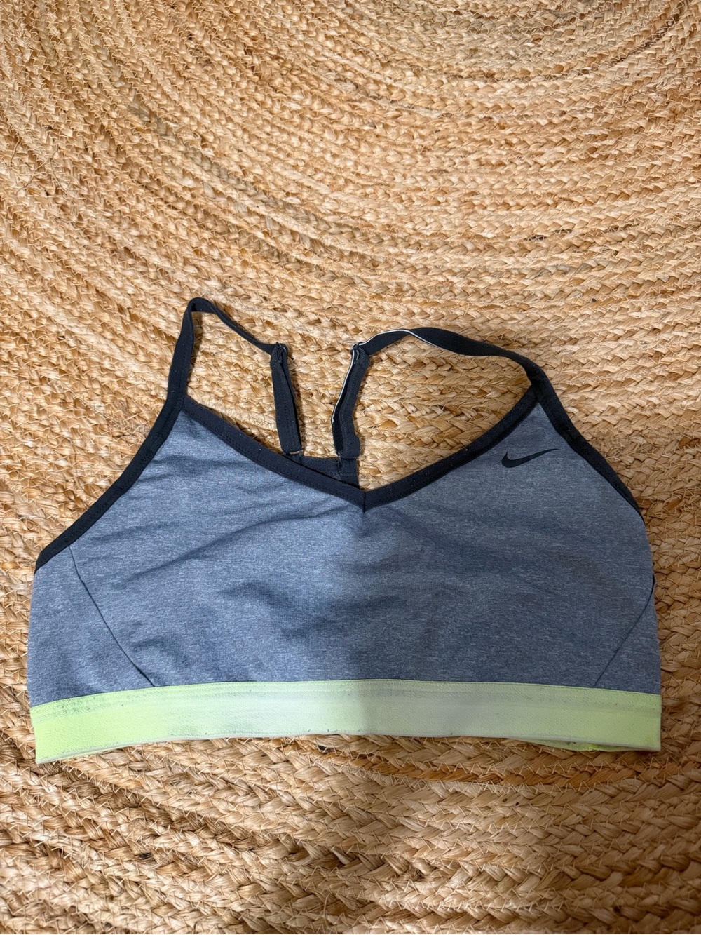 Nike Grey Sports Bra with Lime Accent